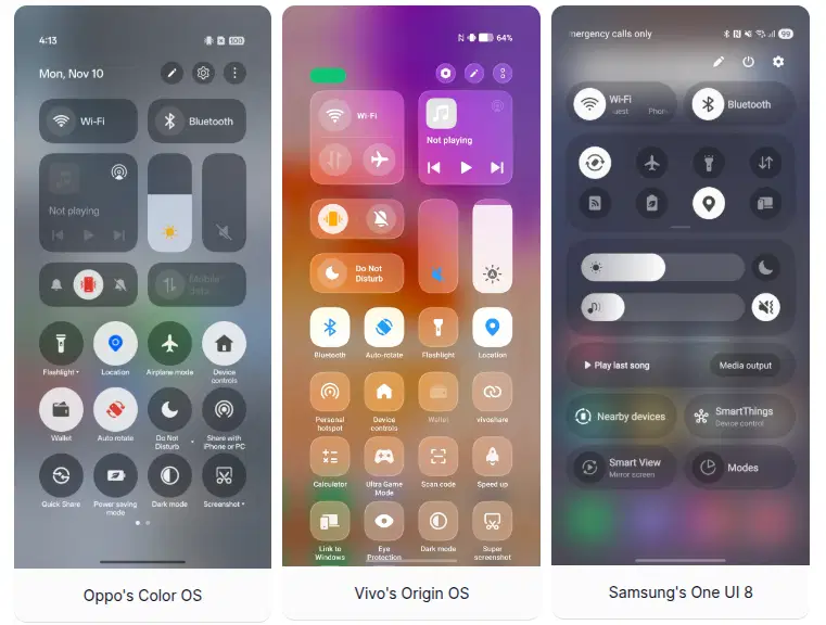 Android 16 menettää visuaalista omintakeisuuttaan: kiinalaiset brändit kopioivat iOS 26:n Liquid Glass -muotoilua